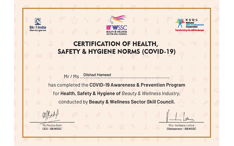 certificate of health safety and hygiene norms covid 19